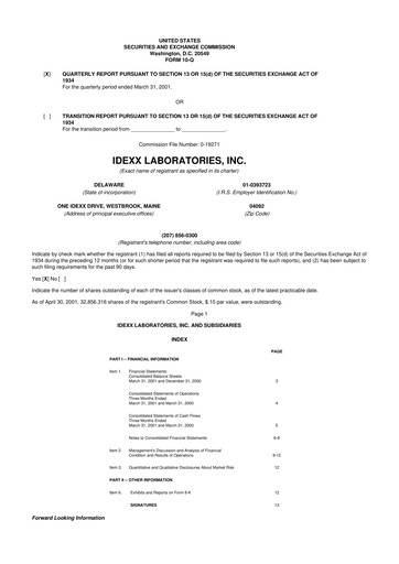 Thumbnail IDEXX Laboratories 10-Q Quarterly Report FY 