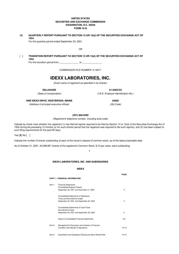 Thumbnail IDEXX Laboratories 10-Q Quarterly Report FY 