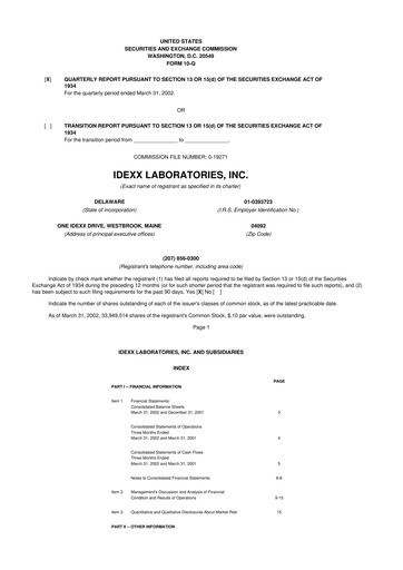 Thumbnail IDEXX Laboratories 10-Q Quarterly Report FY 