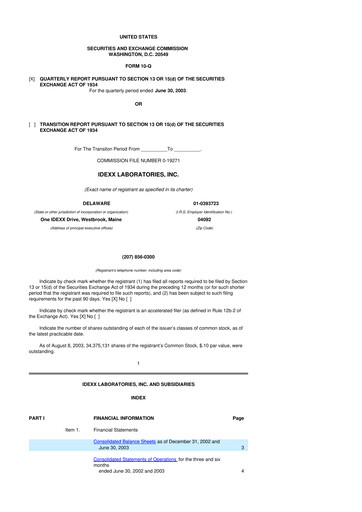 Thumbnail IDEXX Laboratories 10-Q Quarterly Report FY 