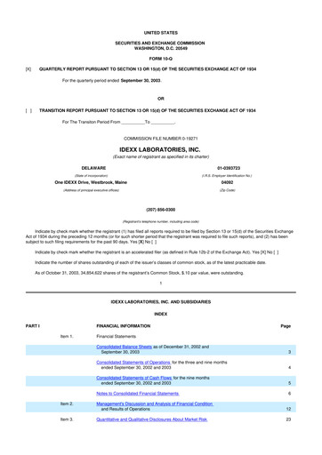 Vorschaubild IDEXX Laboratories 10-Q Quartalsbericht  
