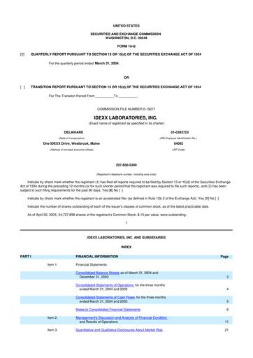 Vorschaubild IDEXX Laboratories 10-Q Quartalsbericht  