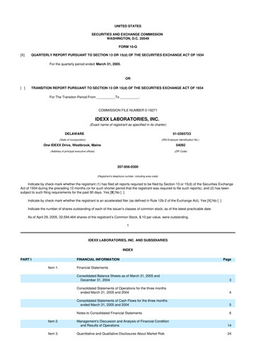 Vorschaubild IDEXX Laboratories 10-Q Quartalsbericht  