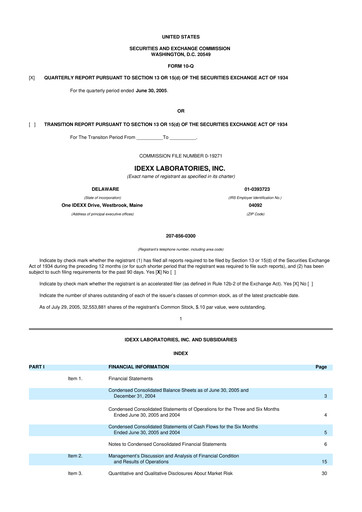 Vorschaubild IDEXX Laboratories 10-Q Quartalsbericht  
