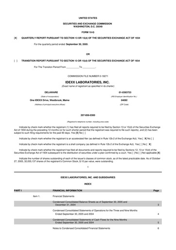 Vorschaubild IDEXX Laboratories 10-Q Quartalsbericht  