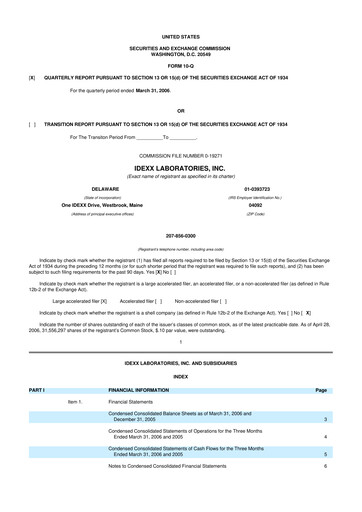 Vorschaubild IDEXX Laboratories 10-Q Quartalsbericht  