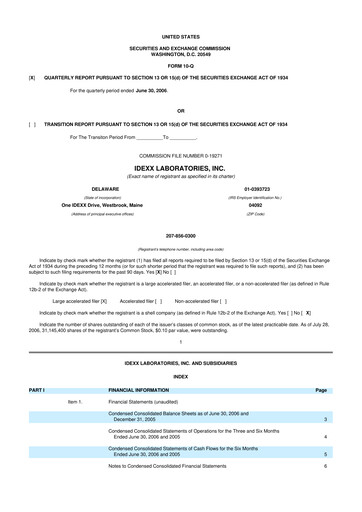 Vorschaubild IDEXX Laboratories 10-Q Quartalsbericht  