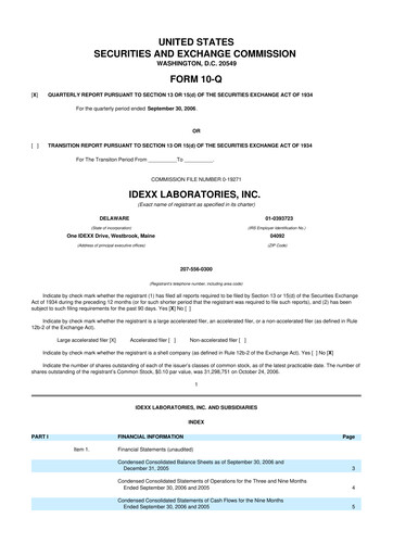 Vorschaubild IDEXX Laboratories 10-Q Quartalsbericht  