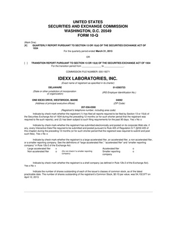 Thumbnail IDEXX Laboratories 10-Q Quarterly Report FY2013 