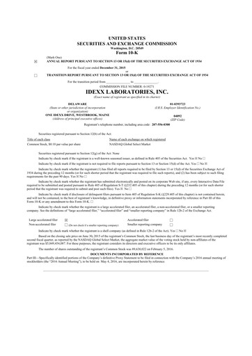 Thumbnail IDEXX Laboratories 10-K Annual Report 2015