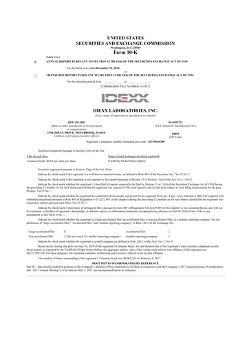 Thumbnail IDEXX Laboratories 10-K Annual Report 2016