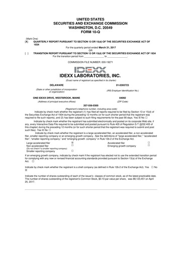 Thumbnail IDEXX Laboratories 10-Q Quarterly Report FY2017 