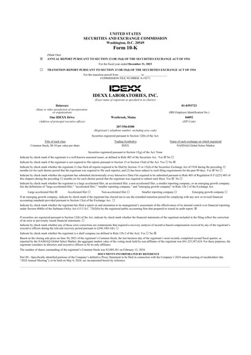 Thumbnail IDEXX Laboratories 10-K Annual Report 2023