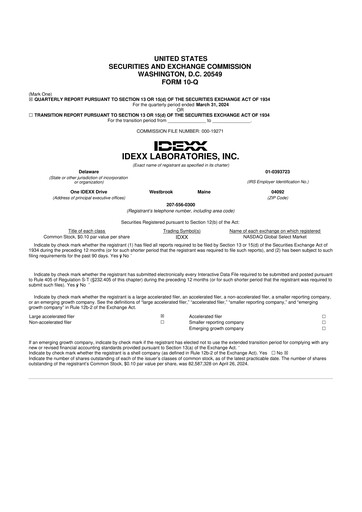 Thumbnail IDEXX Laboratories 10-Q Quarterly Report FY2024 