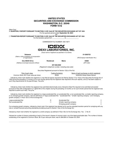 Thumbnail IDEXX Laboratories 10-Q Quarterly Report FY2024 