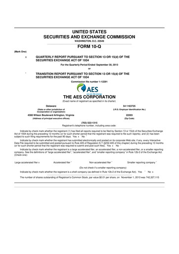 Thumbnail AES 10-Q Quarterly Report FY2013 