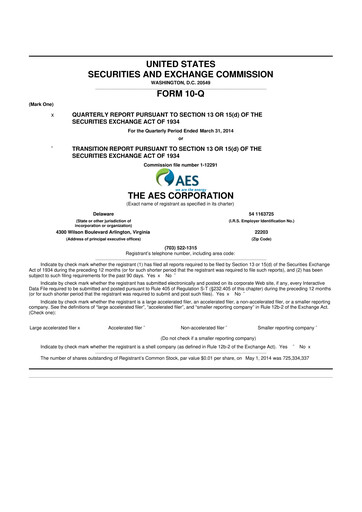 Thumbnail AES 10-Q Quarterly Report FY2014 