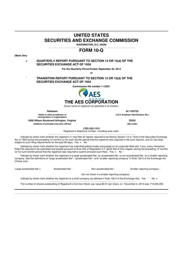 Thumbnail AES 10-Q Quarterly Report FY2014 