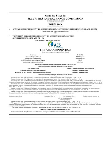 Thumbnail AES 10-K Annual Report 2015