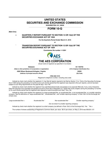 Thumbnail AES 10-Q Quarterly Report FY2016 