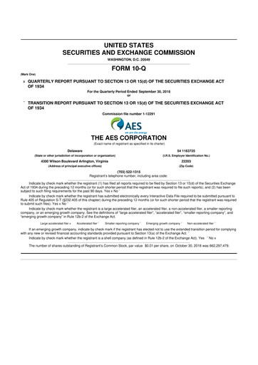 Thumbnail AES 10-Q Quarterly Report FY2018 