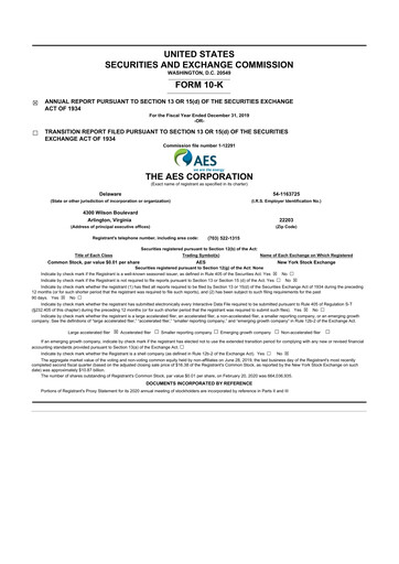 Thumbnail AES 10-K Annual Report 2019