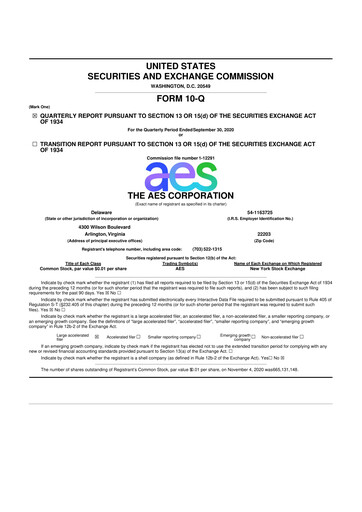 Thumbnail AES 10-Q Quarterly Report FY2020 