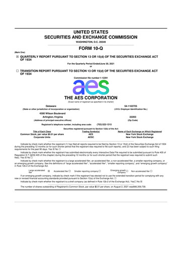 Thumbnail AES 10-Q Quarterly Report FY2021 