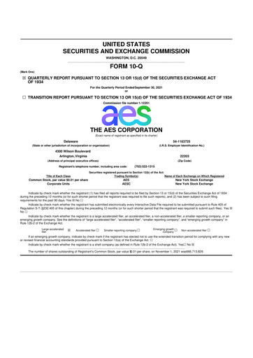 Thumbnail AES 10-Q Quarterly Report FY2021 
