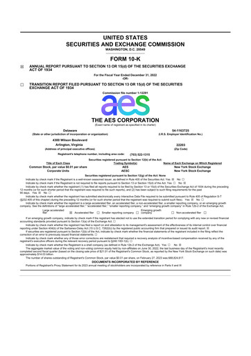 Thumbnail AES 10-K Annual Report 2022