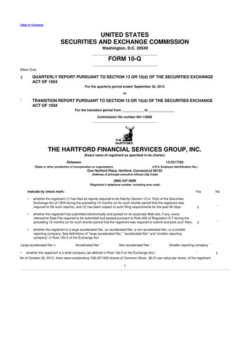 Thumbnail The Hartford 10-Q Quarterly Report FY2012 