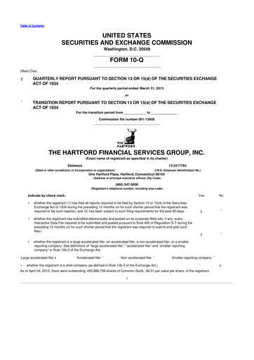 Thumbnail The Hartford 10-Q Quarterly Report FY2013 