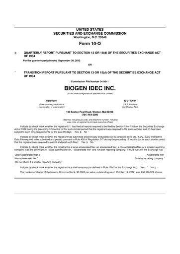 Thumbnail Biogen 10-Q Quarterly Report FY2012 