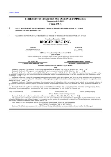 Thumbnail Biogen 10-K Annual Report 2013