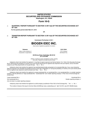 Thumbnail Biogen 10-Q Quarterly Report FY2014 