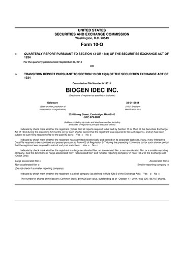 Thumbnail Biogen 10-Q Quarterly Report FY2014 
