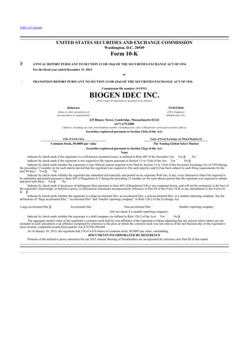 Thumbnail Biogen 10-K Annual Report 2014