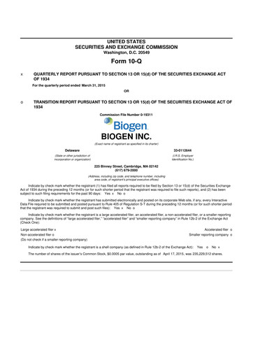 Thumbnail Biogen 10-Q Quarterly Report FY2015 
