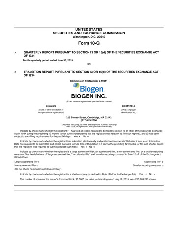 Thumbnail Biogen 10-Q Quarterly Report FY2015 