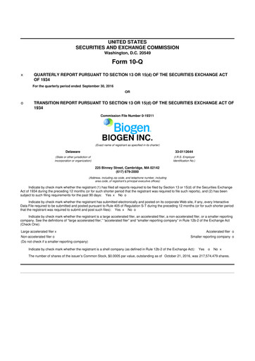 Thumbnail Biogen 10-Q Quarterly Report FY2016 