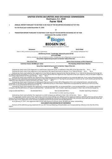 Thumbnail Biogen 10-K Annual Report 2016