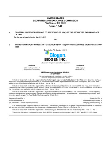 Thumbnail Biogen 10-Q Quarterly Report FY2017 