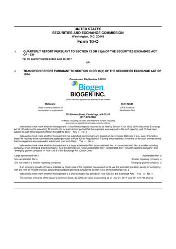 Thumbnail Biogen 10-Q Quarterly Report FY2017 