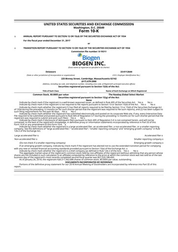 Thumbnail Biogen 10-K Annual Report 2017