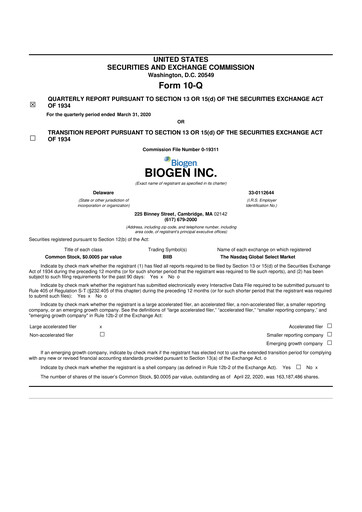 Thumbnail Biogen 10-Q Quarterly Report FY2020 