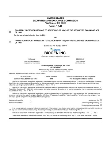 Thumbnail Biogen 10-Q Quarterly Report FY2020 