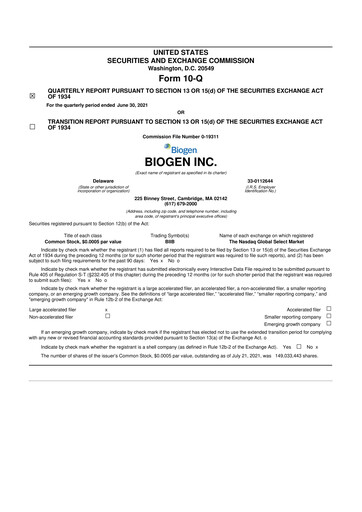 Thumbnail Biogen 10-Q Quarterly Report FY2021 