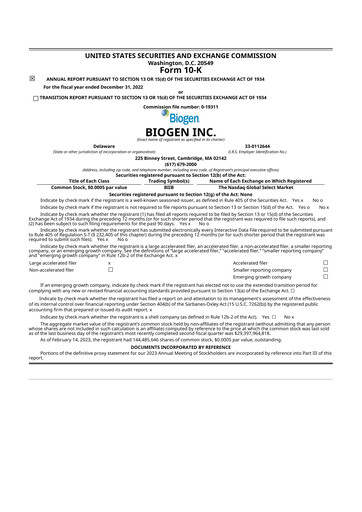 Thumbnail Biogen 10-K Annual Report 2022