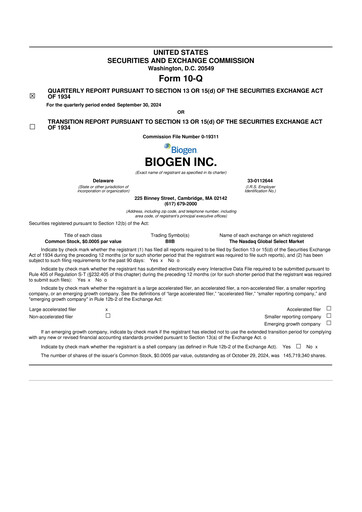 Thumbnail Biogen 10-Q Quarterly Report FY2024 