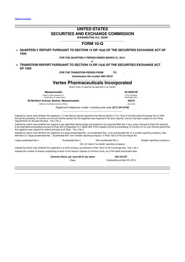 Thumbnail Vertex Pharmaceuticals 10-Q Quarterly Report FY2014 